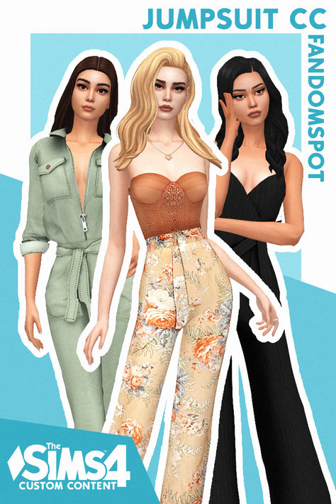 Huge list of custom jumpsuit CC for your female Sims. Peep the list for download links! Cc Packs Sims 4 Clothes, Sims 4 Modern Clothes, Ts4 Cc Female Clothes, Sims Custom Content Clothing, Maxis Match Overalls, Sims 4 Sorority Cc, Sims 4 Overalls, Sims 4 Cc Dresses Casual, Sims Cc Clothes Maxis Match