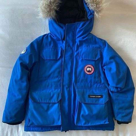 Canada Goose Youth PBI Expedition Parka, Size XS (6), Blue Canada Goose, Parka, Color Blue, Exterior, Sun, Fashion Tips, Blue, Clothes Design