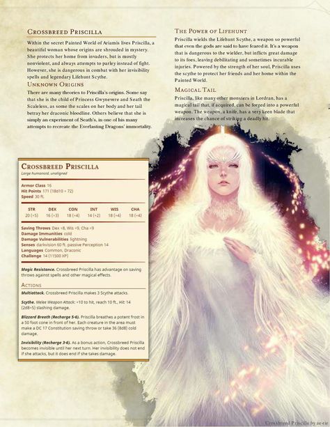 Crossbreed Priscilla, Homebrew 5e, 5e Monsters, Homebrew Monsters, Dnd Creatures, Monster Manual, Dnd Stats, Dnd Homebrew, Dnd Races