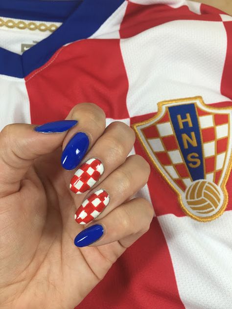 ehmkay nails: Croatia UEFA 2016 Nail Art Croatia Nails Ideas, Croatia Nails, Race Nails, Racing Nails, Croatia Pictures, Croatian Flag, Indian Nails, Acrylic Nails Almond Shape, Fan Nails