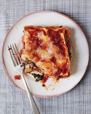 Make your pasta dish and eat plenty of it too with out healthy, swiss chard-packed lasagna recipe. Martha Stewart Lasagna Recipe, Chopped Zucchini, Autumn Pasta Recipes, Macaroni Goulash, Fall Pasta, Swiss Chard Recipes, Chard Recipes, Veggie Lasagna, Martha Stewart Recipes