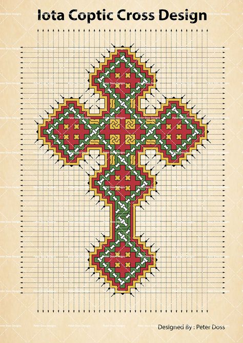 Iota Coptic Cross Design on Behance Ethiopian Cross Design, Meskel Cross, Coptic Art Pattern, Coptic Tattoos, Syro Malabar, Christian Cross Stitch Patterns, Coptic Art, Baby Progress, Cross Embroidery Designs