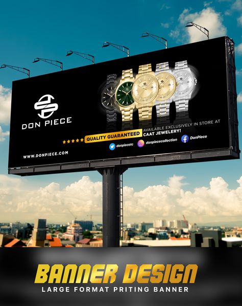 Hording Design for Luxury wrist Watch company. Hording Banner Design, Hording Design Advertising, Watch Banner Design, Hoarding Design, Podcast Cover, Billboard Design, Banner Advertising, Watch Companies, Signage Design