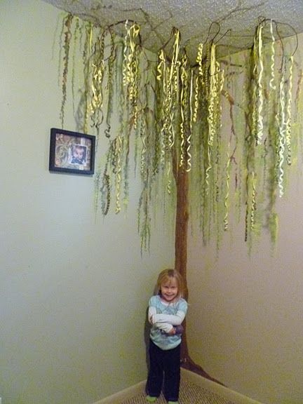 Willow Tree Wall Painting, Painting A Tree On A Wall, Tree Ceiling Design, 3d Tree Painting, Willow Decor, Willow Tree Tattoo, Ribbon Leaves, Nursery Tree, Willow Tree Tattoos