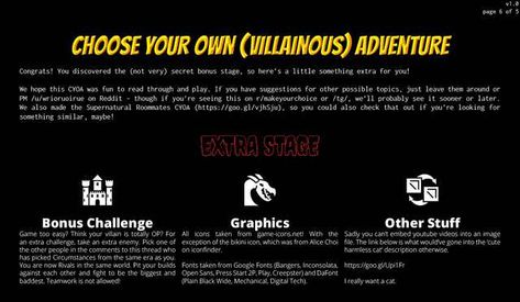 Choose Your Own (Villainous) Adventure - Imgur Dm Tools, Create Your Own Adventure, Writing Fantasy, Writing Characters, Story Prompts, Book Writing Tips, Writing Resources, Fiction Writing, Role Play