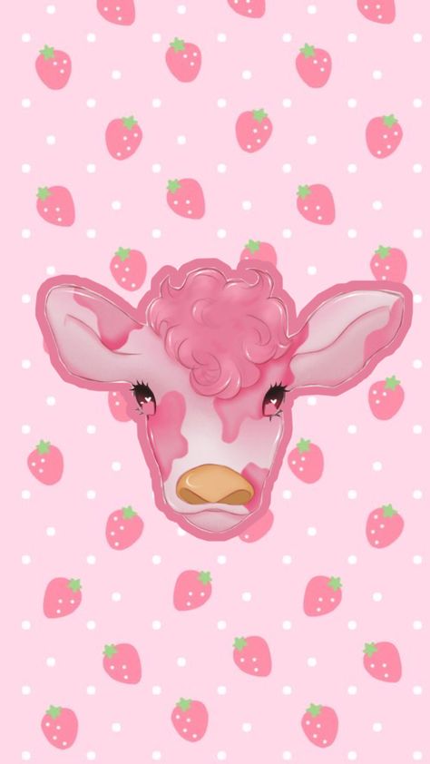 Not my photos Cow Lockscreen, Pink Cow Wallpaper, Cowprint Aesthetic, Strawberry Cow Wallpaper, Cow Meme, Chocolate Cow, Cow Wallpaper, Halloween Pumpkins Painted, Pink Cow