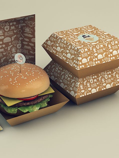 Burger Box Packaging Design, Burger Packaging Ideas, Burger Box Design, Burger Packaging, Burger Box, Food Box Packaging, Food Branding, Branding Design Packaging, Food Packaging Design