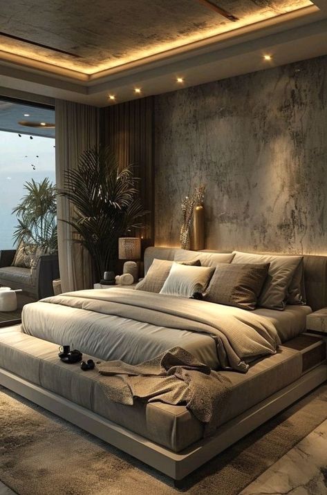 Modern Couple Bedroom, Unique Bedroom Design, Bedroom Ideas For Couples, Bedroom Ideas For Couples Modern, Ceiling Design Bedroom, Dekorasi Kamar Tidur, Luxurious Bed, Luxury Bedroom Master, Couple Bedroom