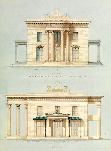 Architecture Mapping, Neoclassical Architecture, Architecture Design Drawing, Roman Architecture, Architecture Drawing Art, Monteverde, Classic Architecture, Architecture Rendering, Architectural Drawings