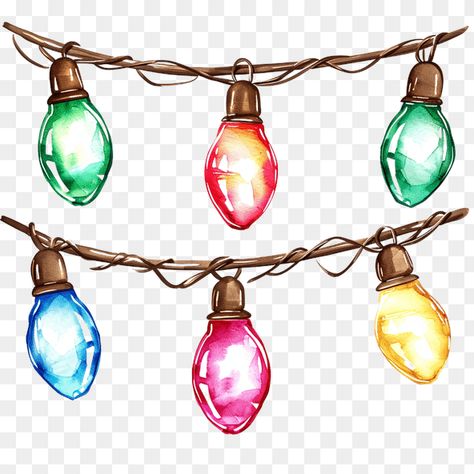 Watercolor Christmas Lights Clipart Christmas Light Watercolor, Christmas Lights Drawing, Christmas Lights Clipart, Pink Bathtub, Light Watercolor, Bird Clipart, Classic Candy, Birthday Party Hats, Christmas Bird