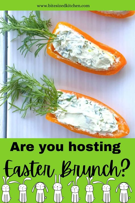 Easter Fun Food Ideas, Mini Carrot Peppers, Easter Food Snacks, Finger Food Vegetables, Easter Day Food Ideas, Easter Themed Party Food, Bunny Themed Party Food, Easter Orderves Recipes For, Spring Themed Food Ideas