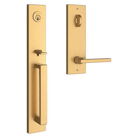 Baldwin EESANxSQUCQE044 Santa Cruz Full Plate Single | Build.com Slc Utah, Entry Door Locks, Baldwin Hardware, House Door, Entry Way Design, Door Kits, Cylinder Lock, Entry Way, Satin Brass