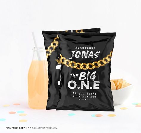 Notorious Chip Bag Editable template Big One first Birthday Party Hip hop Birthday Chip Wrapper 90's 1st birthday Editable Template favor Notorious Big One Birthday, Big One First Birthday, Hip Hop Birthday Party, Small Birthday Parties, Hip Hop Birthday, First Birthday Favors, Basketball Birthday Parties, Baby Boy 1st Birthday Party, Boy Birthday Party Themes