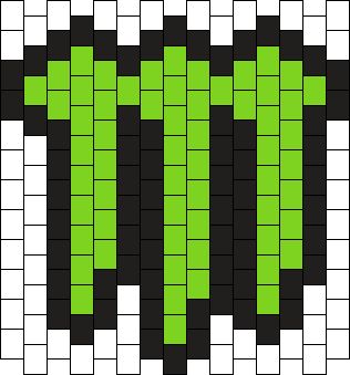 Monster Kandi Pattern, Kandi Pixel Art, Emo Kandi Ideas, Kandi Panel Pattern, Kandi Perler Pattern, Kandi Templates, Kandi Patterns Templates, Monster Logo, Kandi Cuff Patterns