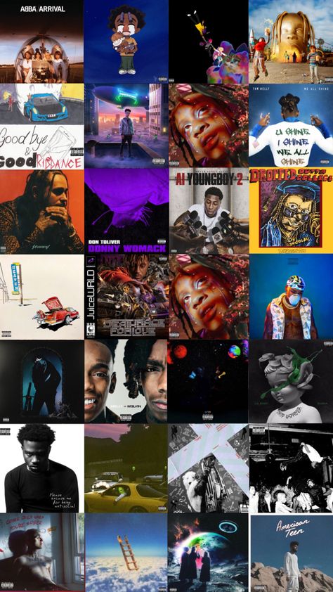 Album pics Rappers Background, Album Collage Wallpaper, Music Album Covers Wallpaper, Iphone Wallpaper Rap, Album Wallpaper, Rock Album Covers, Rapper Wallpaper Iphone, Iphone Wallpaper Music, Bohemian Wallpaper