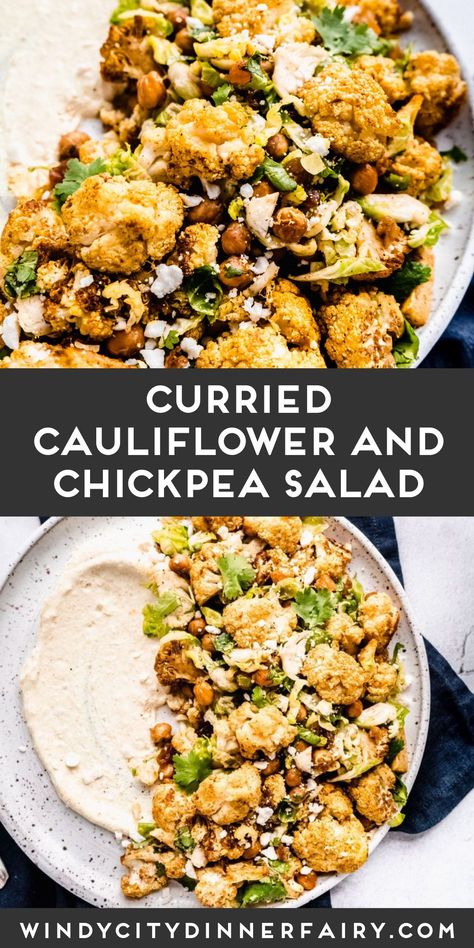 Chickpea And Cauliflower Recipes, Curry Cauliflower Salad, Curried Cauliflower Salad, Cauliflower Chickpea Salad, Curried Chickpea Salad, Teacher Lunches, Curried Cauliflower, Veggie Meal, All Spice