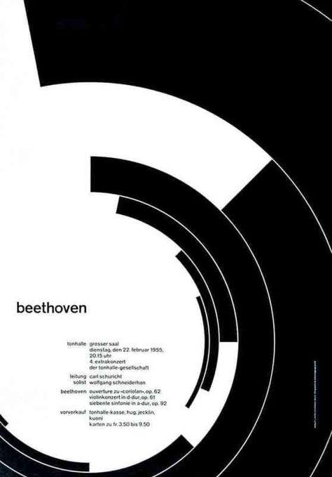 Josef Muller Brockmann Beethoven Poster, Joseph Muller, Swiss Typography, Armin Hofmann, International Typographic Style, Fotocamere Vintage, Swiss Style, Graphisches Design, Graphic Design Collection