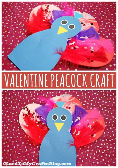 Peacock Template, Ariel Sebastian, Peacock Crafts, Heart Shaped Valentines, Valentine's Day Crafts For Kids, Craft Foam, Art Project Ideas, Kid Craft, Easy Craft Projects