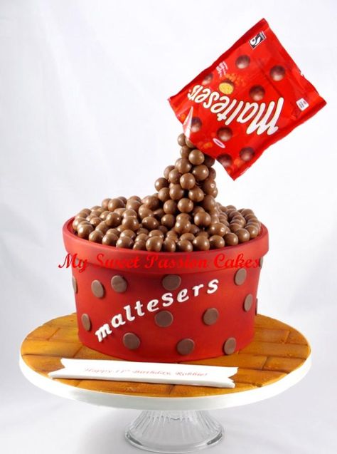 Not mine idea, but seen it around and someone wanted cake with Maltese’s… so here we have my version ;) Malteser Birthday Cake, Chocolate Malteser Cake, Chocolate Explosion Cake, Gravity Cakes, Maltesers Chocolate, Malteser Cake, Fig Cake, Gravity Defying Cake, Gravity Cake