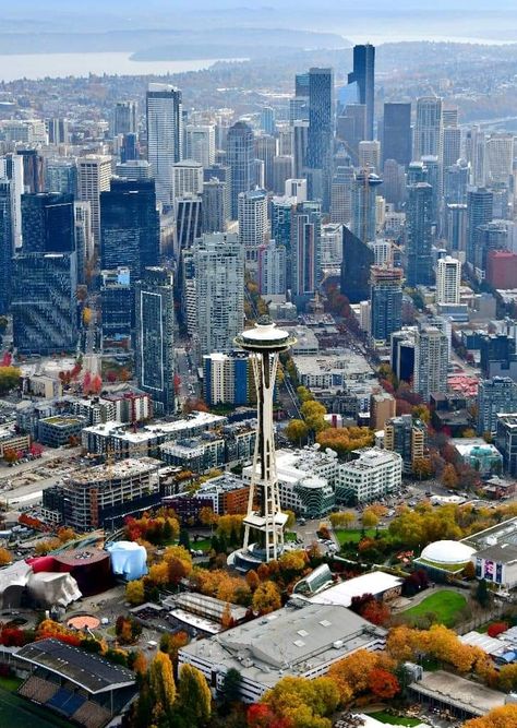 Autumn Colors around Seattle Center and Space Needle, Seattle, Washington 1394 Nikon D850 ,AF-S NIKKOR 28-300mm f/3.5-5.6G ED VR 1/2000s f/8.0 at 68.0mm iso800 According to Wikipedia Seattle Center is an arts, educational, tourism and entertainment center in Seattle, Washington, United States. Spanning an area of 74 acres (30 ha), it was originally built for the 1962 World's Fair. Its landmark feature is the 605 ft (184 m) tall Space Needle, which at the time of its completion was the tallest Seattle Washington Apartments, Seattle Washington Space Needle, Seattle Winter, Usa Life, Seattle Apartment, Seattle University, Seattle Photos, Seattle Center, Visit Seattle