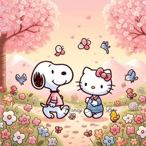 Hello Kitty, Snoopy, Cherry, Kitty, Pink