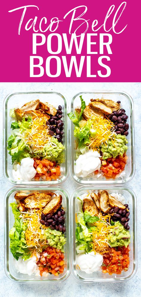 Easy Power Bowls Meal Prep, Chicken Taco Meal Prep, Chicken Taco Bowl Meal Prep, Chicken Food Prep Ideas, Taco Salad Meal Prep Lunch Ideas, Clean Eating Recipes Meal Prep, Healthy Taco Bowl Meal Prep, Easy Clean Meal Prep, To Go Meals Dinner