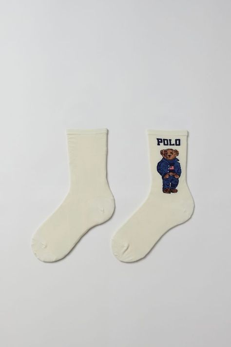 Kk Gift Ideas, Ralph Lauren Bear Socks, Polo Ralph Lauren Socks, Cute Crew Socks, Gifts Under $50, Gifts For Tomboys, Polo Bear Socks, Cute Socks Aesthetic, Stocking Stuffers Women