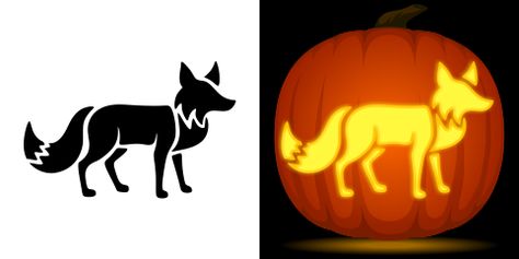 Fox Pumpkin Stencil Fox Pumpkin Carving Stencil, Fox Pumpkin Carving Ideas, Fox Pumpkin Carving, Fox Stencil, Free Pumpkin Stencils, Fox Pumpkin, Animal Pumpkin, Halloween Carving, Pumpkin Carving Stencil