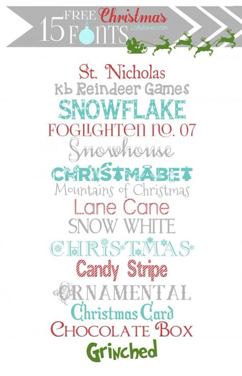 15 super cute FREE Christmas fonts via lollyjane.com Nightmare Before Christmas Font, Christmas Fonts Alphabet, Scrapbook Fonts, Silhouette Fonts, Christmas Fonts Free, Christmas Font, Holiday Fonts, Christmas Fonts, Fancy Fonts