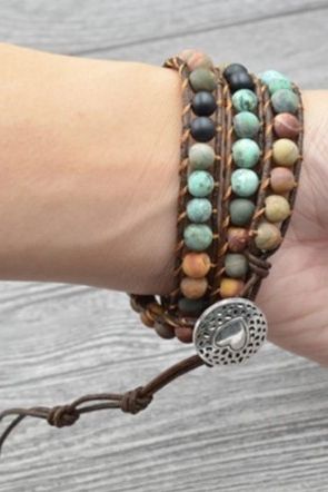 cute wooden jewelry Bracelets Vintage, Multicolor Bracelet, Mala Beads Bracelet, Beaded Leather Wraps, Bracelet Friendship, Beaded Wrap Bracelets, Stone Wrapping, Chakra Bracelet, Beaded Wraps