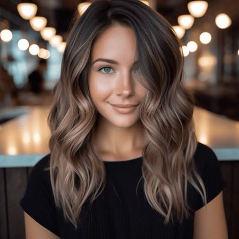 Balayage For Dark Hair, Traditional Highlights, Dark Hair Ideas, Sunkissed Hair Brunette, Barefoot Dreams Blanket, Brown Hair Inspo, Brunette Hair With Highlights, Balayage Hair Dark, Dark Hair With Highlights