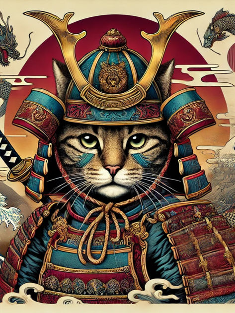 Discover the power and honor embodied by this majestic samurai cat, dressed in intricate traditional Japanese armor. The detailed design and cultural motifs make this illustration a perfect piece for fans of samurai, cats, and Japanese art. ⚔️🐱 #SamuraiCat #JapaneseArmor #FelineWarrior #UkiyoeInspired #CatArt Cat Samurai, Japanese Armor, Traditional Japanese, Japanese Traditional, Japanese Art, Cat Art, Feline, Art, Design