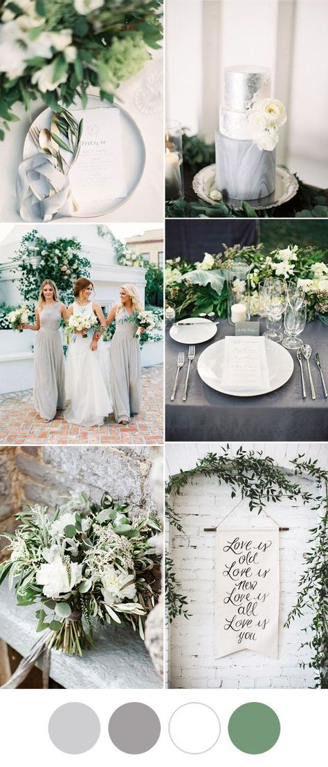 elegant and romantic grey and white greenery wedding ideas                                                                                                                                                                                 More Ice Blue And Gold Wedding Theme, Aqua And Beige Wedding, Dusty Blue And Neutral Wedding, Pale Blue And Green Wedding, Pale Blue And Gold Wedding, Champagne And Light Blue Wedding, Light Blue And Green Wedding, Champagne Wedding Palette, Champagne And Blue Wedding