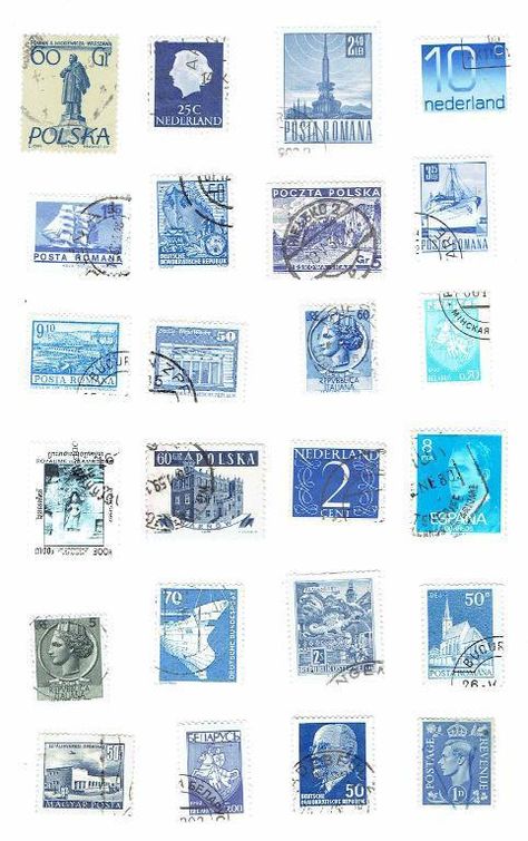 Vintage Design For Scrapbook Printable, Stamps Printable, Vintage Aesthetic Stickers Printables, Ticket Design Template, Postage Stamps Collage, Blue Scrapbook, Vintage Paper Printable, طوابع بريد, Printable Wall Collage