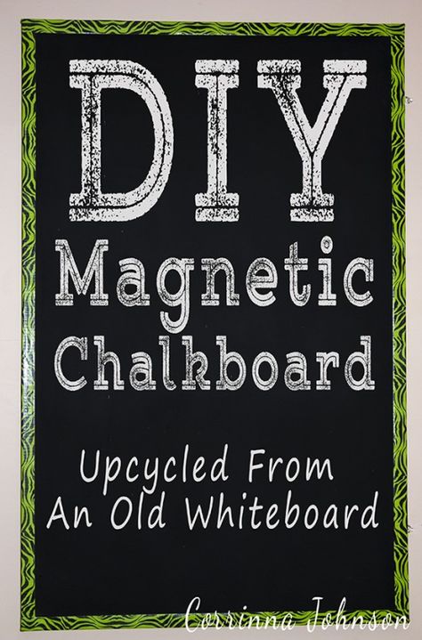 DIY Magnetic Chalkboard Upcycled From An Old Whiteboard Diy Magnetic Chalkboard, Pantry Diy, Diy Whiteboard, Make A Chalkboard, Recycled Diy, Crafts Recycled, Organisation Ideas, Dry Erase Boards, Church Nursery