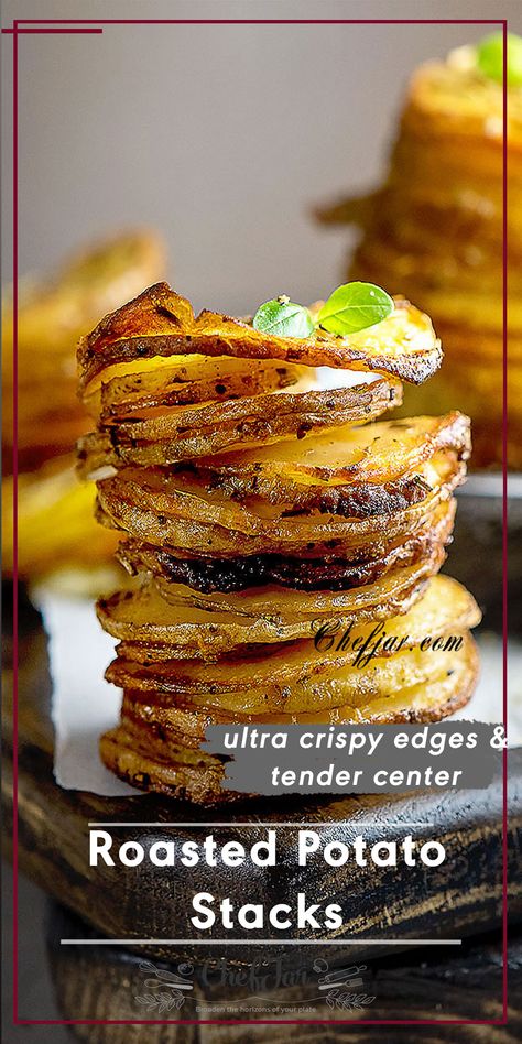 Stacked Roasted Potatoes, Potato Stacks Muffin Tins Parmesan, Roasted Potato Rounds, Crispy Potato Rounds, Potato Recipes Muffin Tin, Potatoes Baked In Muffin Pans, Layered Potatoes In Muffin Tin, Muffin Pan Potato Stacks, Potato Recipes In Muffin Tin