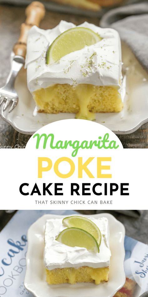 Easy Margarita Poke Cake starts with a cake mix and instant pudding making it super simple to make!! Margarita Poke Cake, Strawberry Margarita Cake, Cake Mom, Margarita Cake, Jello Cake, Easy Dessert Recipe, Recipe Cake, Boozy Desserts, Poke Cake Recipes