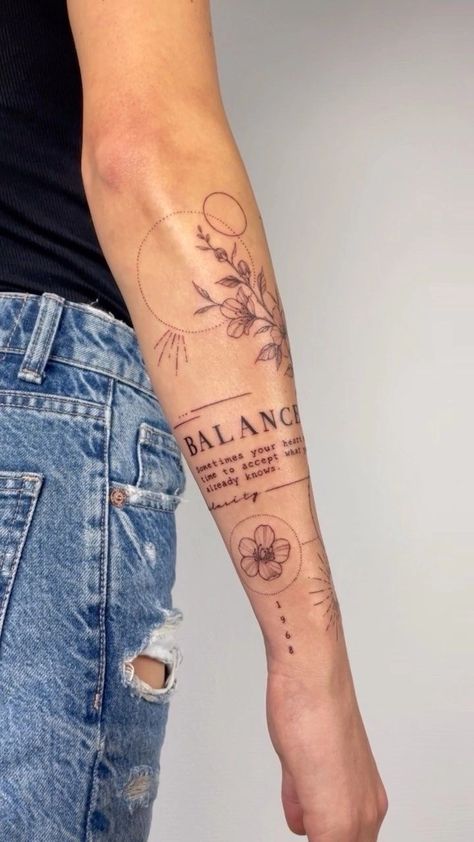 Quote Tattoo Sleeve Women, Fine Line Quarter Sleeve Tattoo, Elbow Tattoo Ideas Women, Map Tattoo Women, Concept Tattoo Sleeve, Concept Style Tattoo, Womens Arm Sleeve Tattoo Ideas, Sleeve Tattoos Quotes, Hip Tats For Women