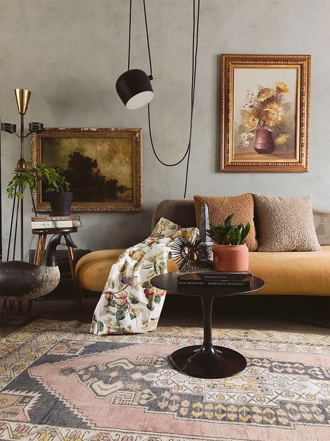 Goth Room Aesthetic, Narrow Living Room, Maximalist Home, Modern Rugs Living Room, Ottawa Canada, Layered Design, Cozy Space, Grey Walls, Black Walls