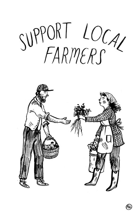 Important. Taproot Magazine, Farmer Illustration, Sustainable Store, Phoebe Wahl, Jam Label, 심플한 그림, Support Local Farmers, Farm Logo, Support Local