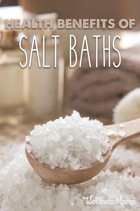 Health Benefits of Magnesium Salt Baths | Wellness Mama Salt Bath Benefits, Epsom Salt Benefits, Bath Benefits, Magnesium Flakes, Magnesium Bath, Bath Salts Recipe, Epsom Salt Bath, Wellness Mama, Salt Bath