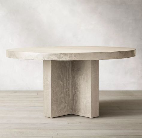 Cabrera Waxed Concrete Round Dining Table Round Concrete Dining Table, Round Outdoor Dining Table, Dining Table Lighting, Concrete Dining Table, Beach House Kitchens, Stone Dining Table, Concrete Table, Concrete Stone, Furniture Vanity