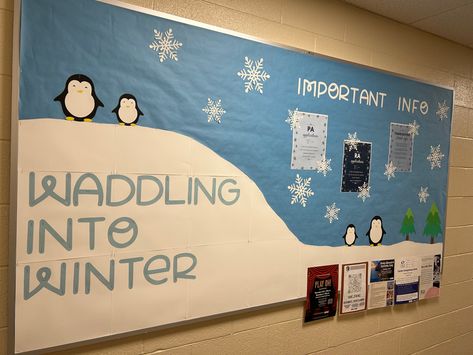 December Ra Boards, Winter Ra Boards Ra Bulletins, Winter Door Tags, Club Penguin Ra Board, Winter Ra Bulletin Boards, Winter Ra Boards, Penguin Bulletin Board Ideas, Winter Door Decs, Welcome Back Boards