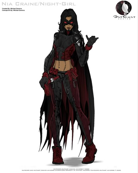 Gothic Superhero Outfit, Anti Hero Suit Design, Black And Red Hero Costume, Red And Black Hero Suit, Villan Clothes Design, Mcu Oc Suit, Mcu Suits For Shifting, Vigilante Outfit Design, Masked Superhero Character Design