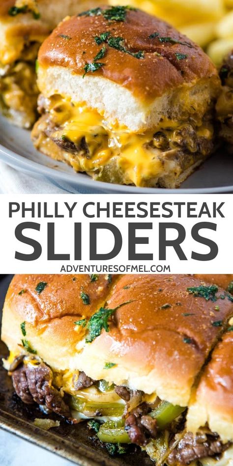 Cheese Steak Sliders, Philly Cheesesteak Sliders Recipe, Steak Sliders, Philly Cheesesteak Sliders, Best Philly Cheesesteak, Sliders Recipes Hawaiian Rolls, Easy Slider Recipes, Cheesesteak Sliders, Hawaiian Roll Sliders