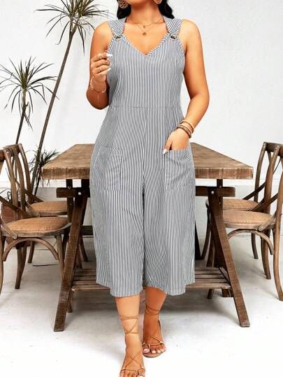 Holiday Style Summer, Jumpsuit Short, Style Jumpsuit, Plus Size Jumpsuits, Look Plus Size, Plus Size Maxi, Plus Size Beauty, Plus Size Jumpsuit, Sleeveless Jumpsuits