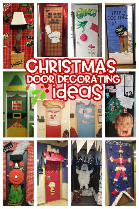 Door Decorations For School Christmas, Office Xmas Door Decorating Ideas, Diy Office Door Christmas Decorations, Office Christmas Door Decorating Ideas, Cricut Christmas Door Decoration, School Door Decoration Ideas Christmas, Christmas Themed Teacher Doors, Christmas Door Contest Ideas School, Christmas Door Decorating Contest Apartment Diy