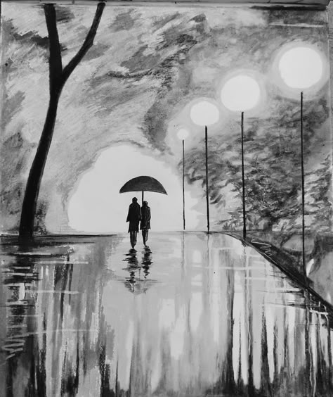 Black And White Sketches Pencil, Black And White Drawings Pencil, Drawing Rain, Rainy Evening, Pencil Drawing Images, Seasons Photography, Neymar Jr Wallpapers, Pencil Sketch Drawing, Pencil Sketch Images