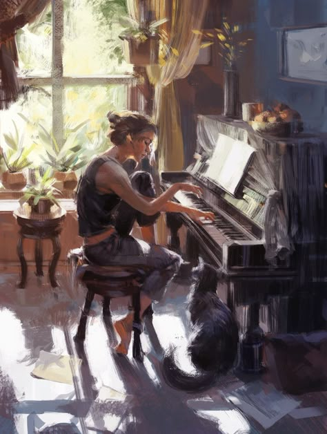 Piano Art, 수채화 그림, Romantic Art, Ethereal Art, The Piano, On The Floor, Pretty Art, The Floor, Classic Art