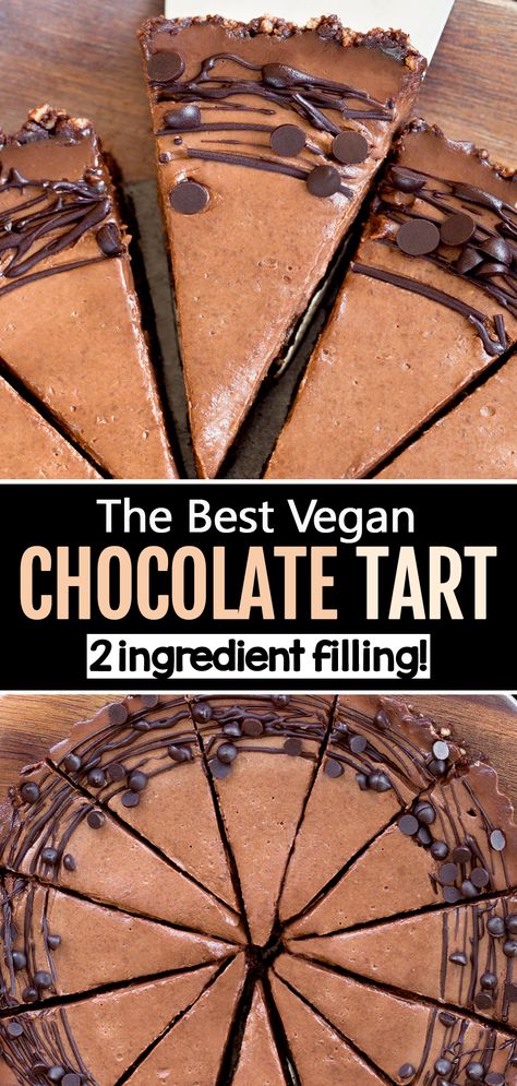 The Best Vegan Chocolate Tart Recipe Springtime Meals, Vegan Chocolate Tart, Vegan Tart, Keto Pies, Chocolate Desserts Fancy, Chocolate Tart Recipe, Tart Chocolate, Vegan Pies, Fancy Chocolate